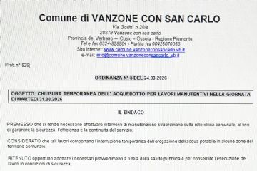 Chiusura temporanea acquedotto per lavori manutentivi